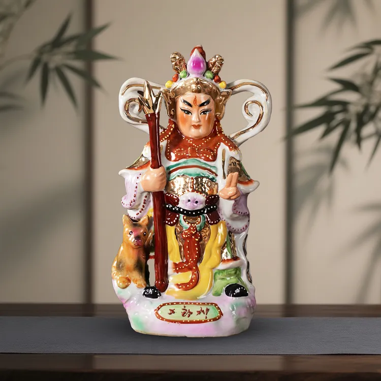 二郎神杨戬玄关手工装饰品家用店铺客厅办公室开业陶瓷工艺品中式