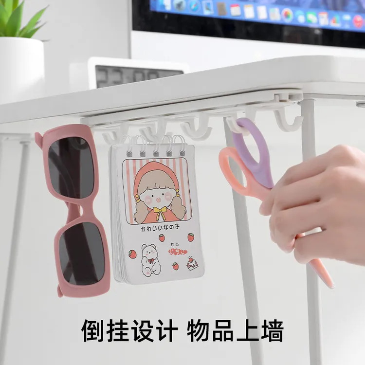 挂架挂钩抽拉式十连可伸缩夹缝式无痕收纳强力厨房粘钩倒挂式橱柜
