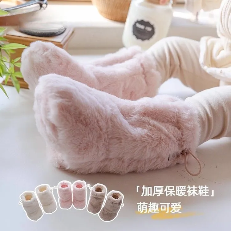 婴儿鞋袜秋冬季中筒袜加绒新生儿袜套学步袜子宝宝地板袜保暖JJJ
