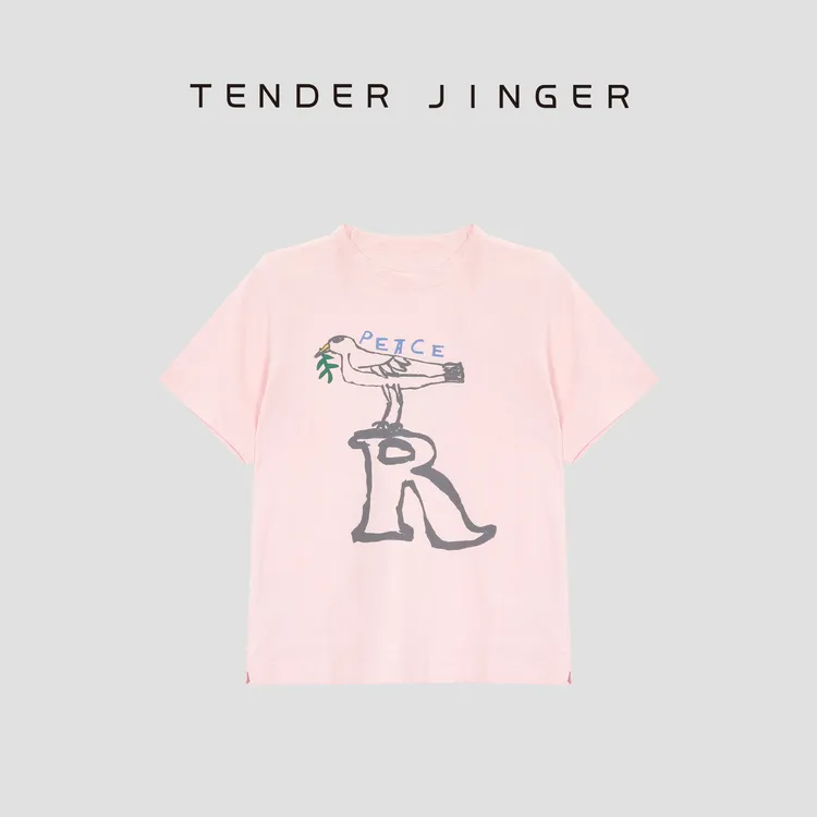 Tender Jinger【活动】圆领涂鸦印花减龄纯棉短袖T52FCC30412