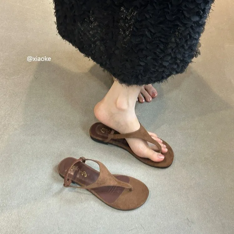 法式绝美夹趾人字拖凉鞋女夏外穿2025新款配裙子沙滩度假罗马凉鞋