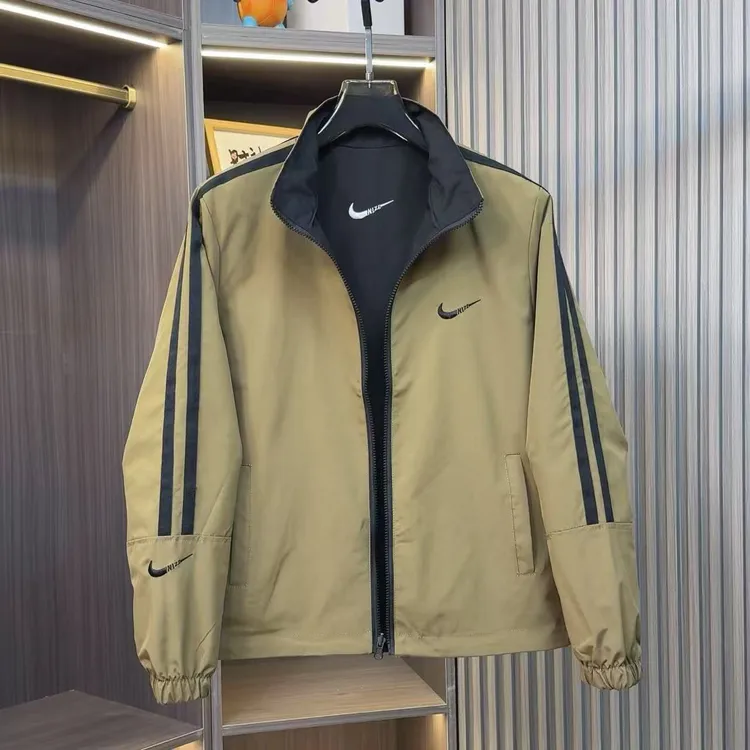 1076秋季新款（双面服）男士帅气时尚百搭刺绣休闲立领修身夹克外套