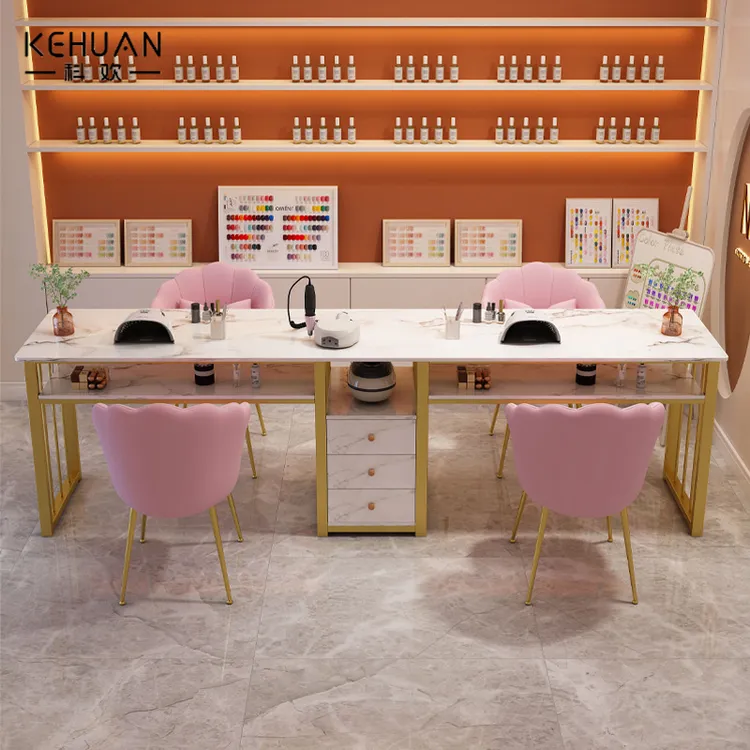 美甲桌双人指甲台桌椅套装简约现代美甲台桌子经济型沙龙家具