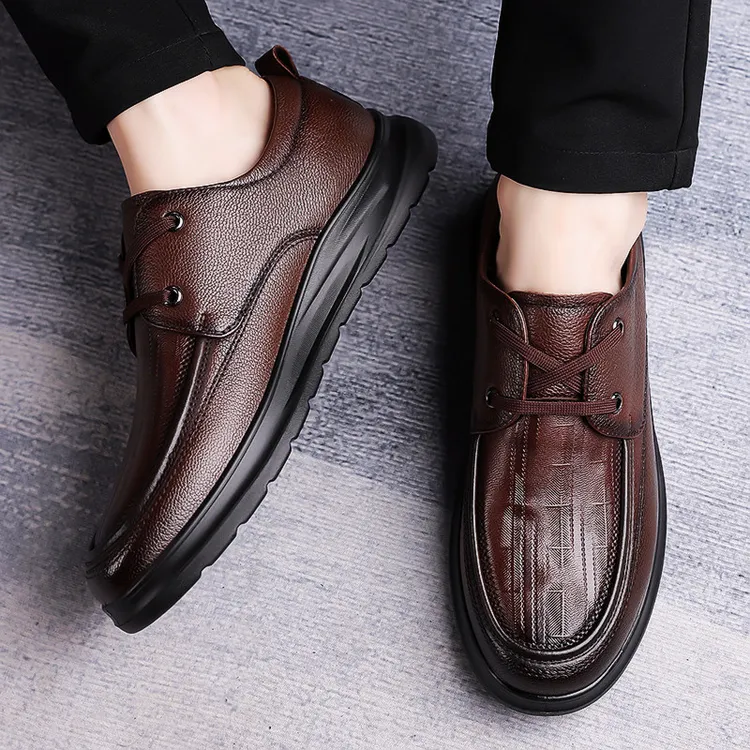 懒人皮鞋男士爆款秋季2025新款增高商务休闲鞋子男款结婚男鞋痞帅