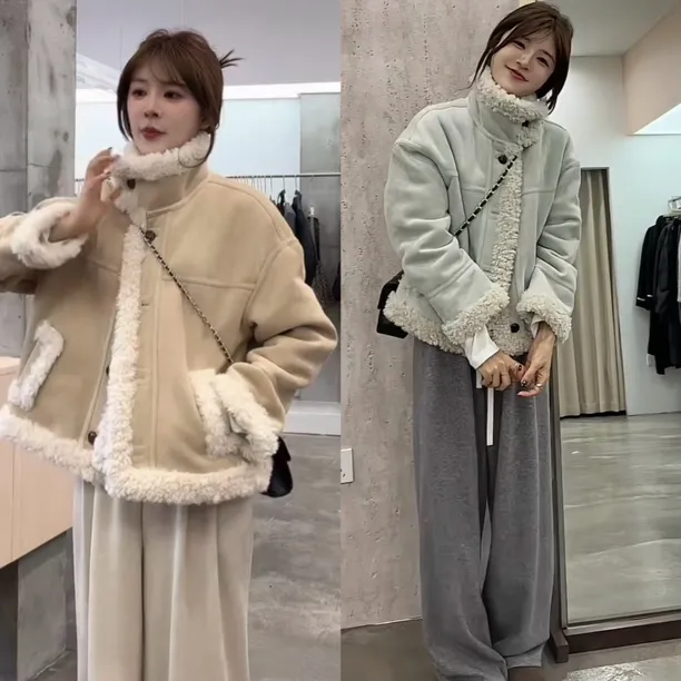 正版冬季爆款加厚毛毛外套女装2025韩系毛毛一体时尚洋气棉服上衣