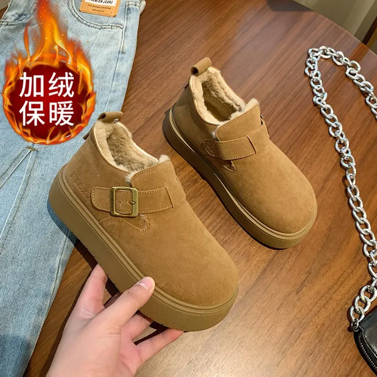 勃肯鞋女大棉厚绒2025年秋冬新款厚底松糕一脚蹬博肯鞋防滑雪地靴