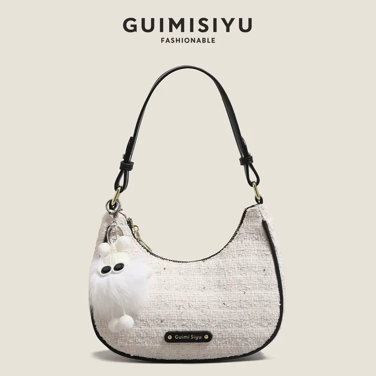 GUIMISIYU月牙包包女2025新款通勤休闲腋下包小众单肩包新月包包