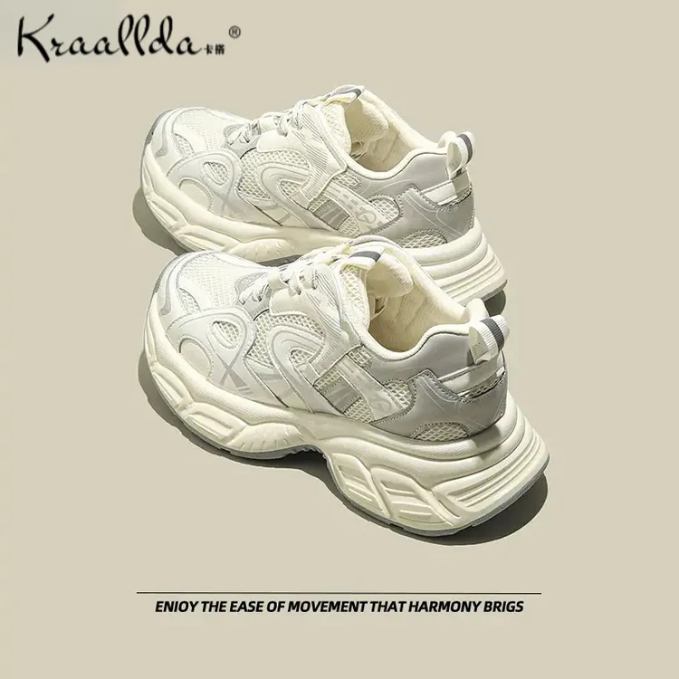kraallda/卡搭2025早春新款厚底老爹鞋女复古增高运动显瘦休闲鞋