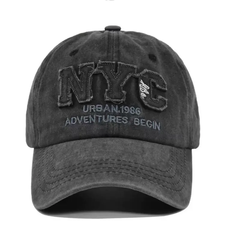 水洗牛仔棒球帽男显脸小软顶复古美式黑色户外运动做旧鸭舌帽休闲