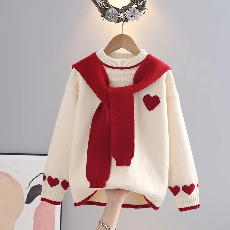 童装女童毛衣秋冬2025新款洋气儿童毛线衣女孩圆领外穿大童针织衫