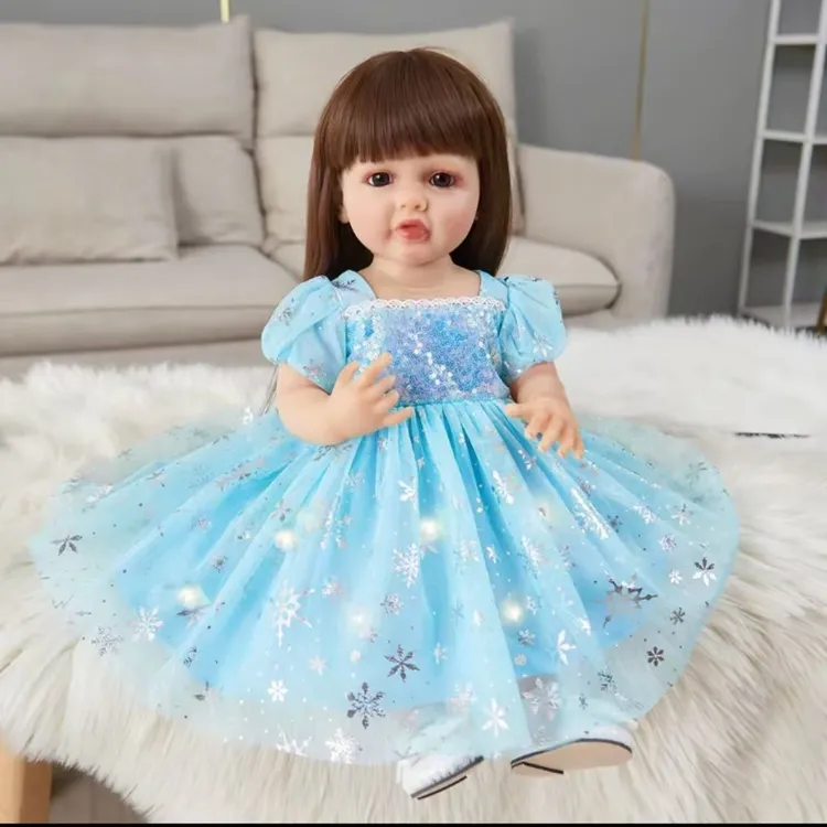 ESdolly55cm柔软搪胶可入水洗澡仿真重生娃娃生日礼物艾莎