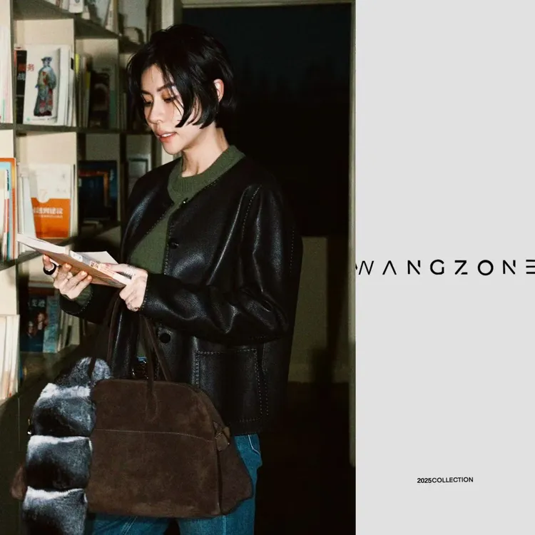 WANG ZONE  | 法国进口小羊皮同LP源_绵羊皮圆领手工缝线中古皮衣