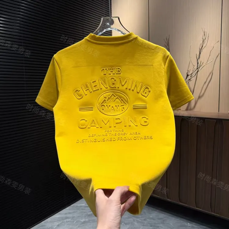 秋冬男士简约潮流高品质字母加厚质感T恤1527