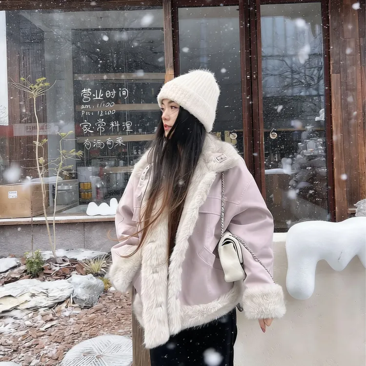 LA.Sheila立领毛绒拼接加厚外套254-WT/1127-98206