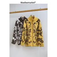 【海街日集】松松虎皮 复古提花撞色高领厚毛衣外套女冬季 AWMY211