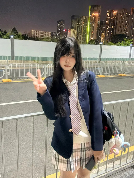 稻荷高等学院 稻川高JK收腰西服学院风西装外套制服套装女黑绀色