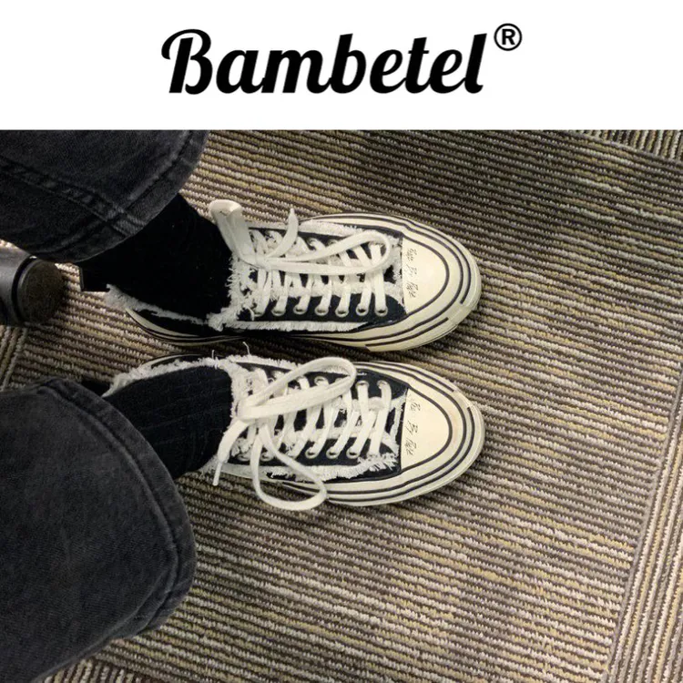 Bambetel男鞋帆布鞋乞丐鞋男休闲鞋厚底情侣大码休闲运动板鞋男