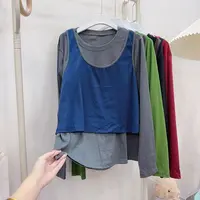 胖胖家*5098新款圆领打底衫马甲两件套