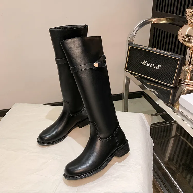 粗跟骑士靴靴子女长筒靴2025秋冬新款时装靴女鞋高筒黑色内增高
