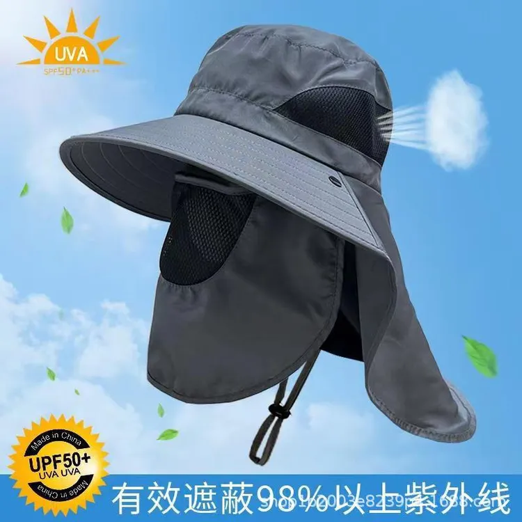 防晒男女登山渔夫帽遮阳帽子户外大帽檐太阳帽钓鱼帽防紫外线夏季