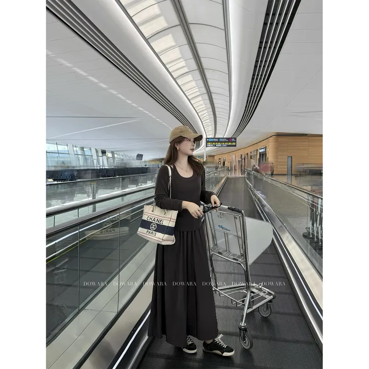 现货大婉酱微胖定制【雅丹套装】莱赛尔罩衫上衣+背心裙两件套8945D