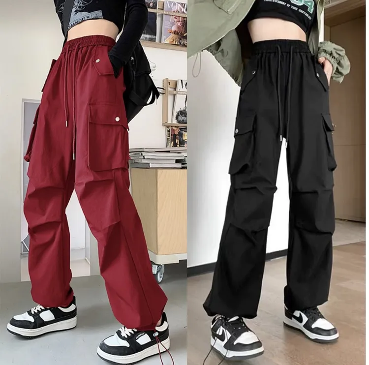 2025春秋新款工装裤女款爆款高腰百搭直筒裤潮流美式运动休闲女裤