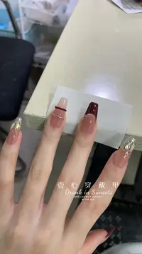 波尔多红-壹心纯手工穿戴甲 美甲贴片可拆卸假指甲10片装