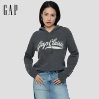 Gap女装2025秋季新款提花logo合身连帽针织衫时髦毛衣DR793645