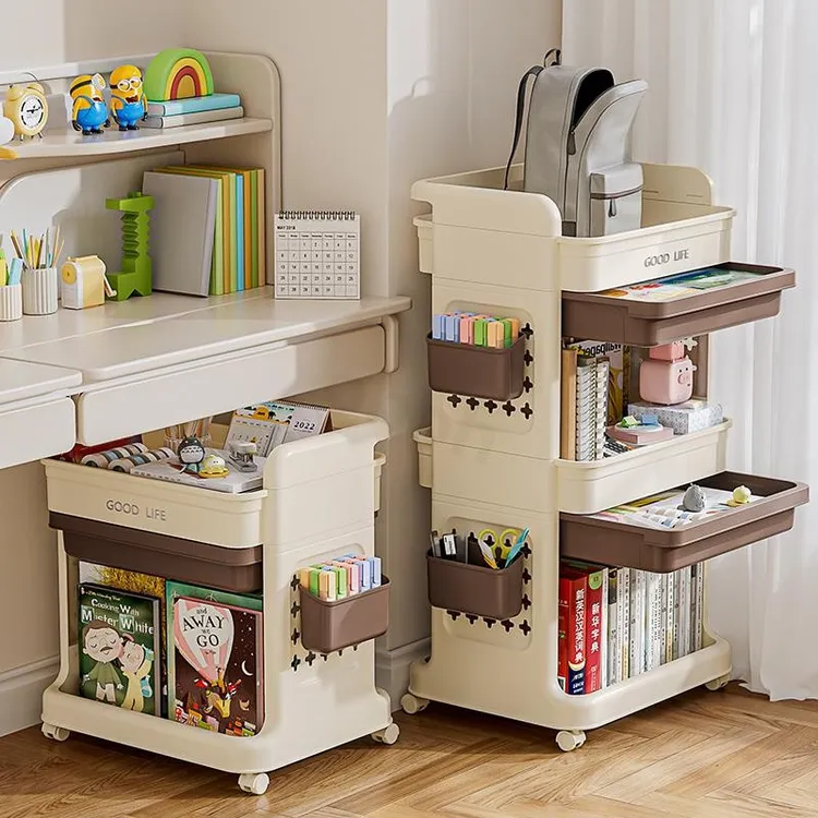 书包置物架可移动小推车带轮书本收纳架神器家用放书包桌下滑轮柜