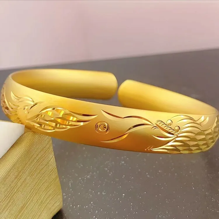 铜合金手镯 铜合金手镯 龙凤呈祥开口手镯镯子妈妈古法时尚女款实