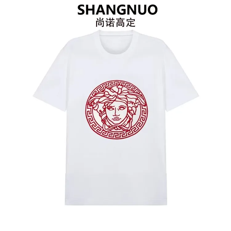 （经典烫钻）欧货轻奢丝光棉白色潮流潮牌夏季肥佬男款短袖圆领T恤