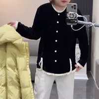 优雅小香风金丝绒衬衫女大码秋冬新款时髦撞色蕾丝花边开衫打底衫