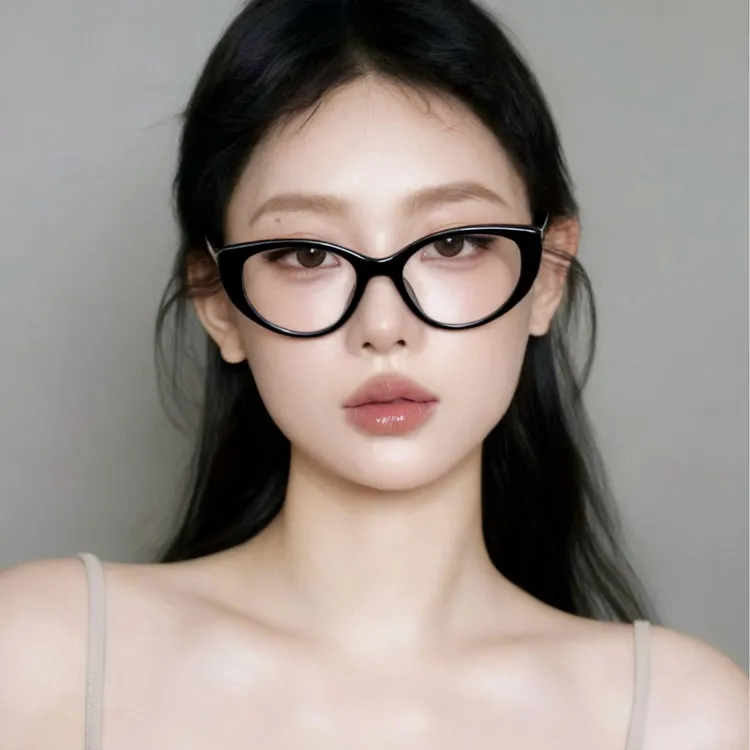 ISUEK01美拉德复古猫眼质感时尚网红韩版素颜防蓝光眼镜素颜镜
