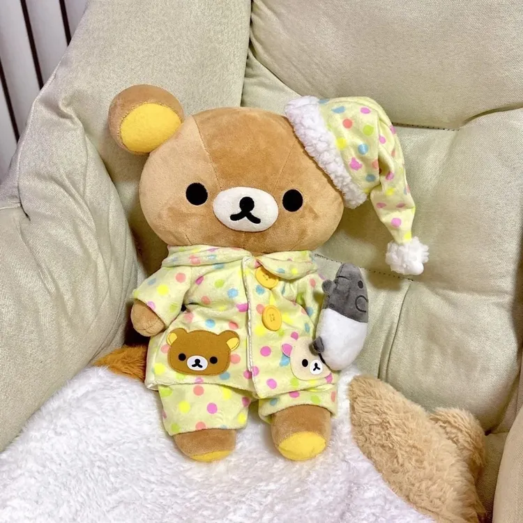 可爱轻松熊毛热玩具公仔睡衣拉拉熊玩偶拉拉熊睡觉抱枕生日礼物L