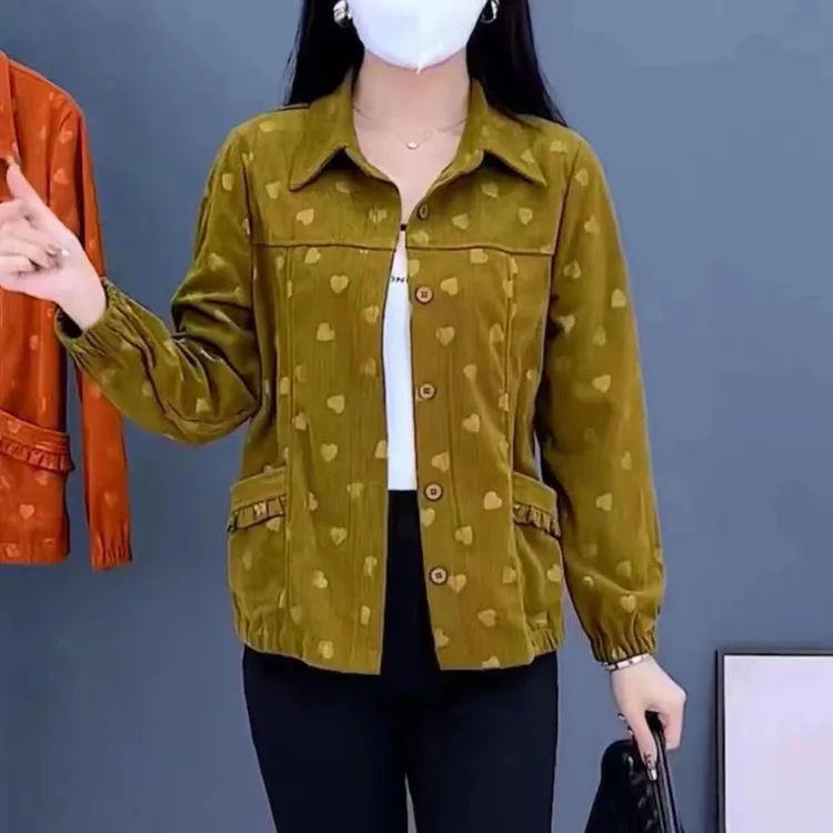 高档灯芯绒外套女装秋季新款洋气妈妈装遮肚显瘦矮个子百搭上衣