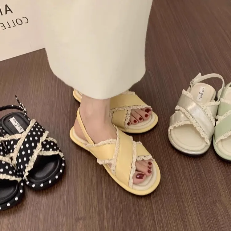 啄木鸟交叉厚底波米西亚凉鞋女2025夏季新款百搭配裙子晚晚罗马鞋