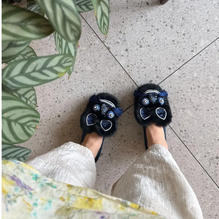 【夜空蓝】·花田家·原创手工千层底虎头鞋