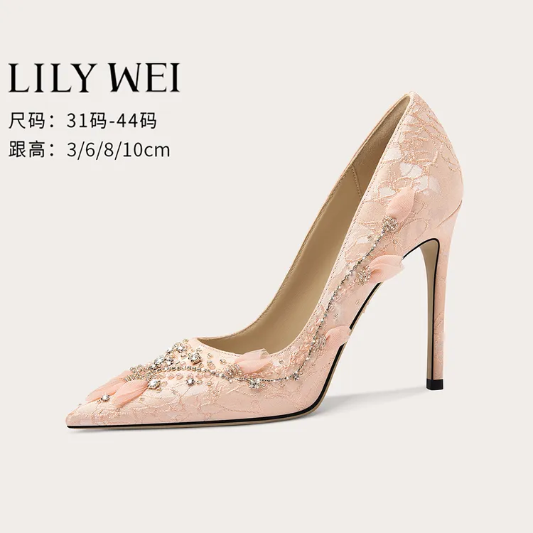 Lily Wei【双生花】原创立体花绝美高跟鞋轻奢时尚名媛风单鞋小码