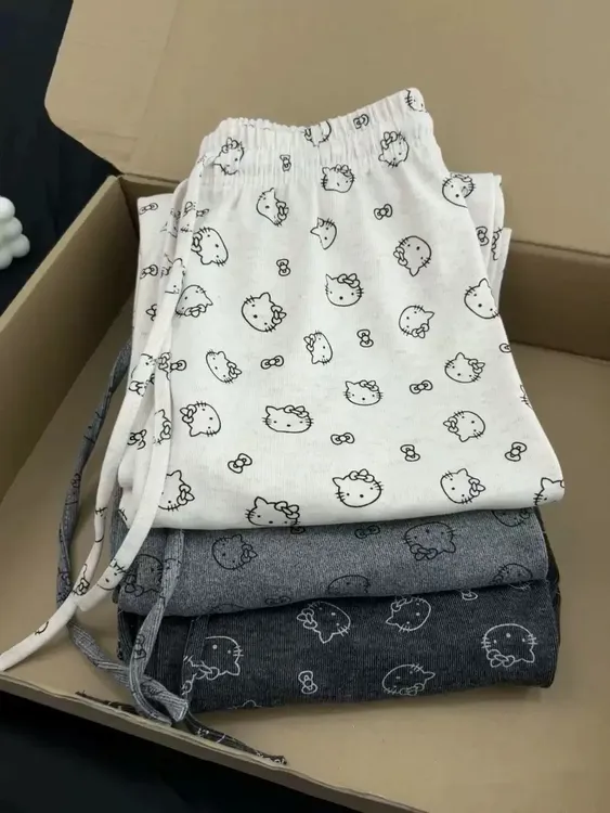 25年新款可爱Kitty休闲百搭显瘦软糯亲肤直筒遛弯家居裤睡裤裤子
