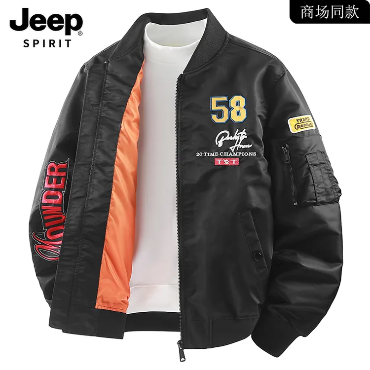 JEEP吉普飞行服夹克2025秋冬新款刺绣时尚美式工装宽松休闲外套男