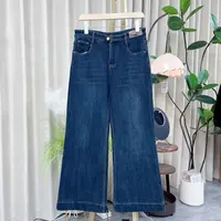 507-1牛仔裤百搭蓝色加绒加厚秋冬宽松阔腿裤