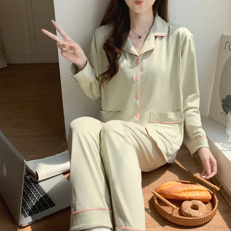 【纯棉带胸垫】孕妇睡衣月子服产后哺乳睡衣喂奶家居服产妇套装秋季