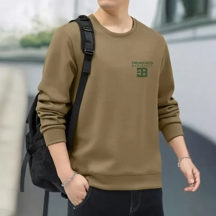 2025新款秋冬日常圆领简约男士宽松休闲长袖时尚百搭潮流套头卫衣