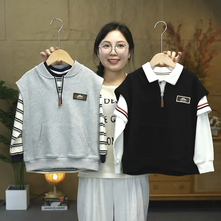 儿童马甲春秋男童女童韩版时髦拉链套头宝宝洋气坎肩外穿背心搭配