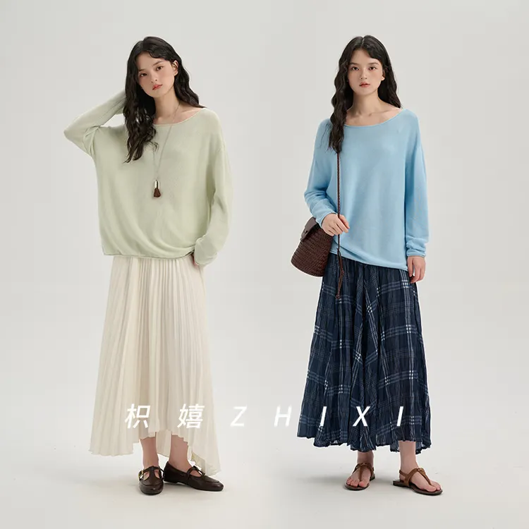枳嬉针织套头弹力罩衫早秋新款针织衫