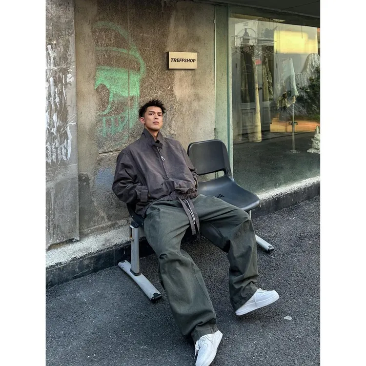 【Mark马克】秋季纯棉挺阔直筒百搭秋款工装美式男女弯刀裤休闲裤