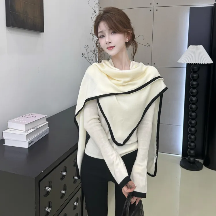 【穿搭小达人】小众设计感真两件三角披肩一衣三穿百搭时尚针织上衣