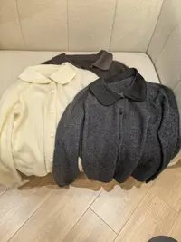 85666韩系小圆领包扣羊毛开衫百搭2025秋季新款开衫