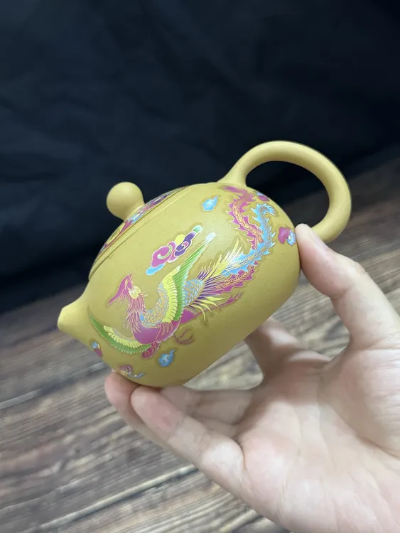 小西施段泥原矿紫砂壶茶壶龙凤呈祥小巧遇热变色可凤鸣可断水送礼