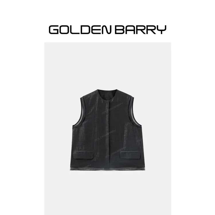 GOLDENBARRY墨韵龟纹马甲新中式经典马夹GB060706004